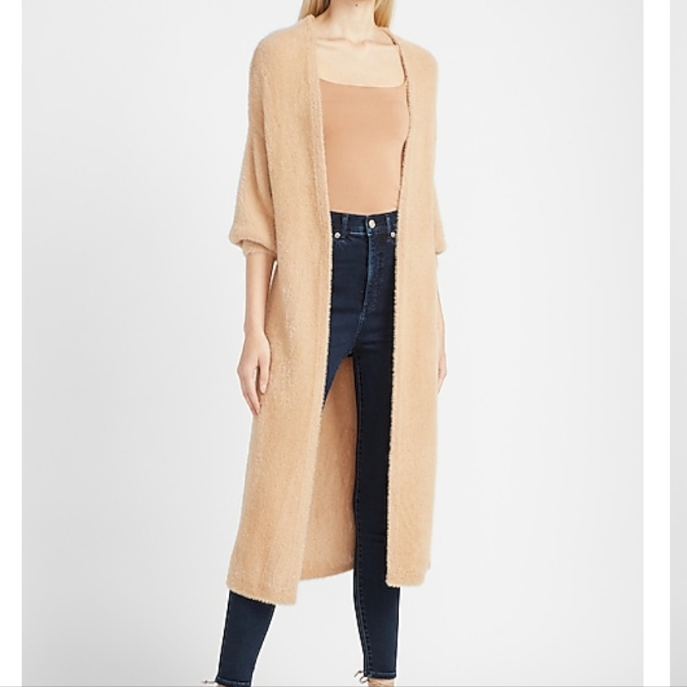 Express faux fur fuzzy maxi cardigan Small